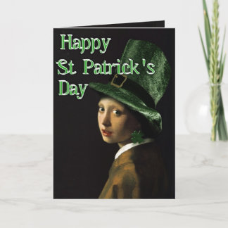 Vermeer Parel Oorbel Klaver St Patrick's Day Kaart