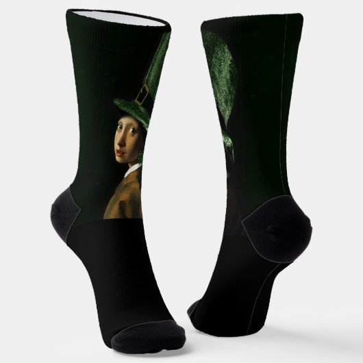 Vermeer Parel Oorbel Klaver St Patrick's Day Sokken (Gebogen)