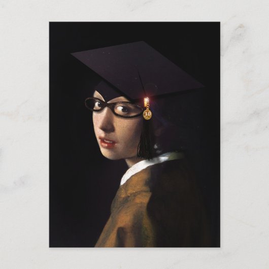 Vermeer Pearl Earring Afstuderen Afstudeerder Pet Aankondigingskaart (Voorkant)
