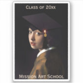 Vermeer Pearl Earring Afstuderen Afstudeerder Pet Sticker (Voorkant)