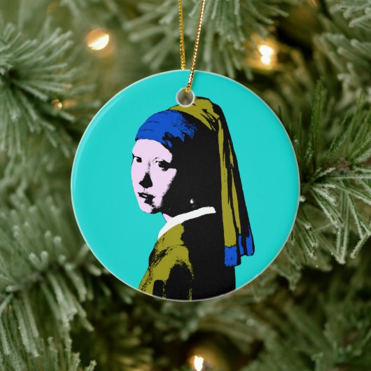 Vermeer Pearl Earring  Pop Art Keramisch Ornament (Boom)