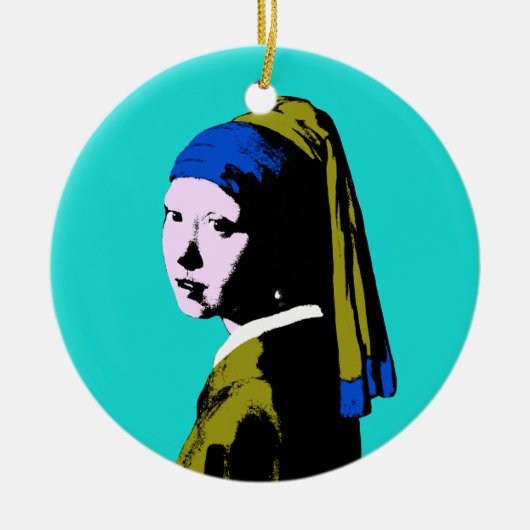 Vermeer Pearl Earring  Pop Art Keramisch Ornament (Voorkant)