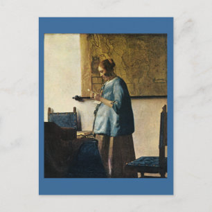 Vermeer's Vrouw in Blauw Leest a Letter ca.1665 Briefkaart