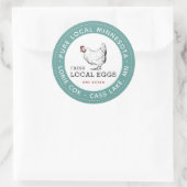 Vermeld naam Fresh Local Eggs  Kippen Ronde Sticker (Tas)