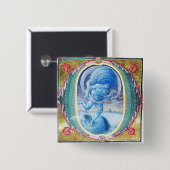 VERMELDING VAN ANTIEK WINDMINIATUURMONOGRAM VIERKANTE BUTTON 5,1 CM (Voorkant /achterkant)