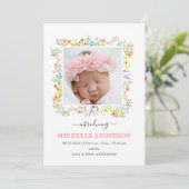 Vermelding van geboortekaart van Wild Flowers Aankondiging (Staand voorkant)