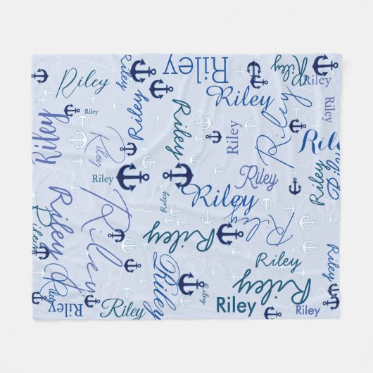 Vermenigvuldigen Names Initialen Navy Ankers Licht Fleece Deken (Voorkant (Horizontaal))