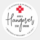 Vermijd dat Hangover blijft Drink Relief Kit Wedde Ronde Sticker (Voorkant)