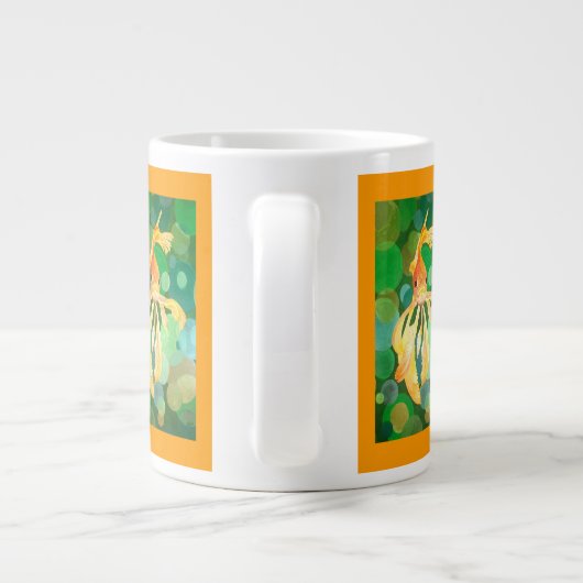 Vermilion Goldfish zwemmen in groene bubbels Jumbo Mok (Achterkant)