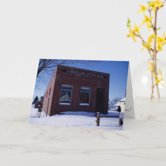 “Vermillion State Bank" kerstkaart Kaart (Gele Bloem)