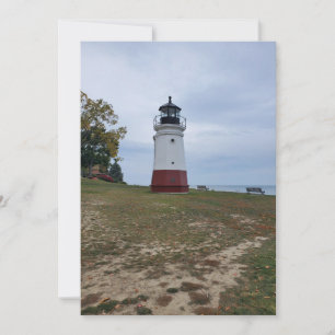 Vermillion Vuurtoren in Ohio op een Feestdagenkaart