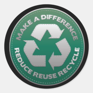 Verminder, hergebruik en Recyclen titels Ronde Sticker