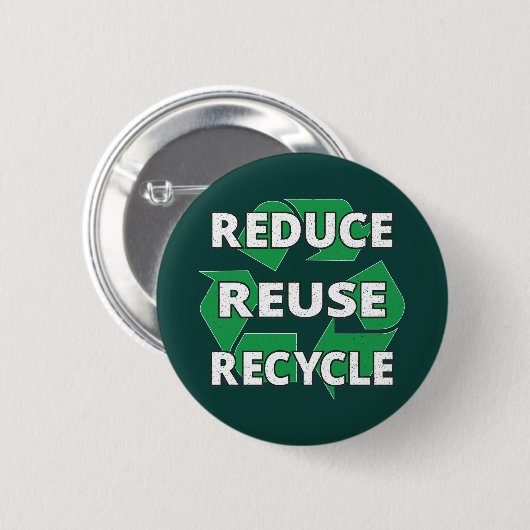 Verminder Hergebruik Recycleer Aardedag Elke Dag R Ronde Button 5,7 Cm (Voorkant /achterkant)