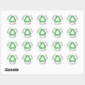 Verminder hergebruik recyclen groen recyclingsymbo ronde sticker (Vel)