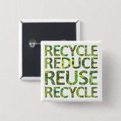 Verminder hergebruik Recyclen groene Button (Voorkant /achterkant)