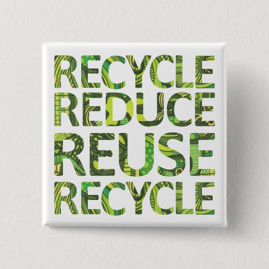 Verminder hergebruik Recyclen groene Button (Voorkant)
