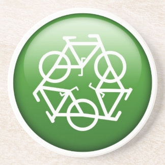 Verminder hergebruik Recyclen groene fiets Zandsteen Onderzetter