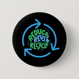 Verminder hergebruik Recyclen omgeving Ronde Button 5,7 Cm
