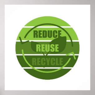 Verminder hergebruik recyclen poster