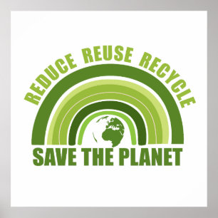 Verminder hergebruik recyclen poster
