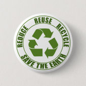 Verminder hergebruik recyclen ronde button 5,7 cm (Voorkant)