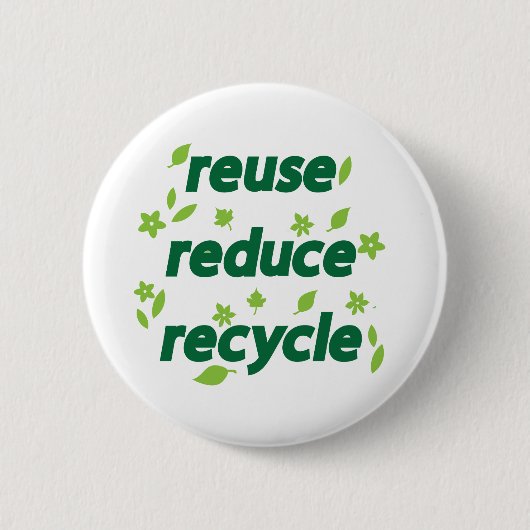 Verminder hergebruik recyclen ronde button 5,7 cm (Voorkant)