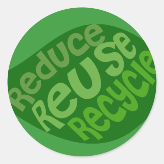 Verminder hergebruik Recyclen Ronde Sticker (Voorkant)