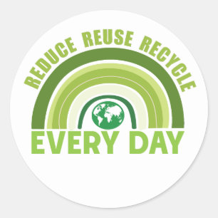 Verminder hergebruik recyclen ronde sticker