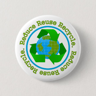 Verminder hergebruik Recyclen v2 Ronde Button 5,7 Cm