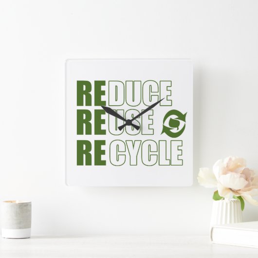Verminder hergebruik recyclen vierkante klok (Huis)