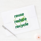 Verminder hergebruik recyclen vierkante sticker (Envelop)