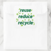 Verminder hergebruik recyclen vierkante sticker (Tas)