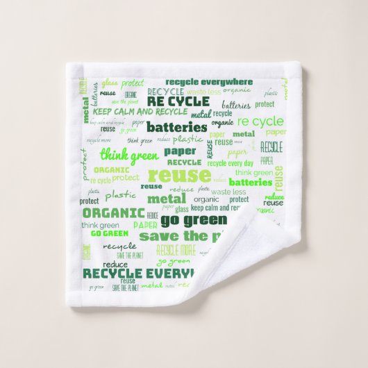 Verminder, hergebruik, Recyclen Word Cloud Bad Handdoek (Wasdoekje)