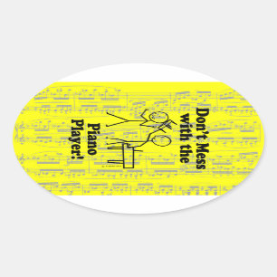Verminder niet met de Piano Player Oval Sticker