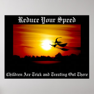 Verminder uw snelheid poster