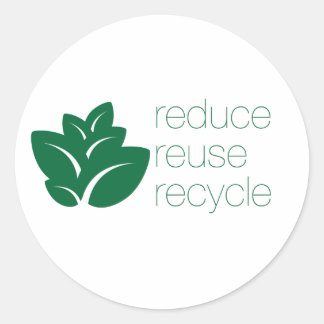 Verminderen, hergebruiken, recyclen, groen worden ronde sticker