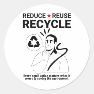 Verminderen, hergebruiken, Recyclen _ Milieubesche Ronde Sticker