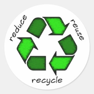 Verminderen, hergebruiken, Sticker Recyclen