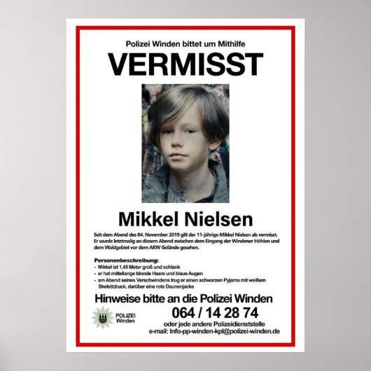 Vermisst Mikkel Nielsen Poster (Voorkant)