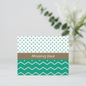 Vermiste U Emerald Chevrons en Polka Dots Briefkaart (Staand voorkant)