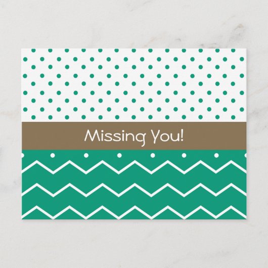 Vermiste U Emerald Chevrons en Polka Dots Briefkaart (Voorkant)