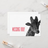 "Vermiste u" met een treurige potlood-giraf Kaart (Voorkant / Achterkant in situ)