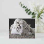 Vermoeide Bengaals witte tijger liggend op de vloe Briefkaart (Staand voorkant)