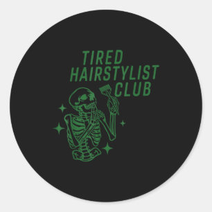 Vermoeide Kapper Club Skelet Kapper Kapsalon Ronde Sticker