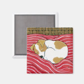 Vermoeide kleine pup - Sleeping Dog Art Magnet Magneet (Voorkant / Achterkant)