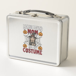 Vermoeide Moeder Is Kostuum Halloween Heks Koffie 