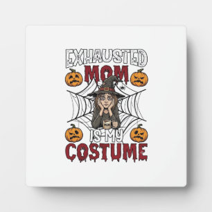 Vermoeide Moeder Is Kostuum Halloween Heks Koffie Fotoplaat