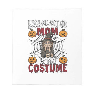 Vermoeide Moeder Is Kostuum Halloween Heks Koffie  Notitieblok