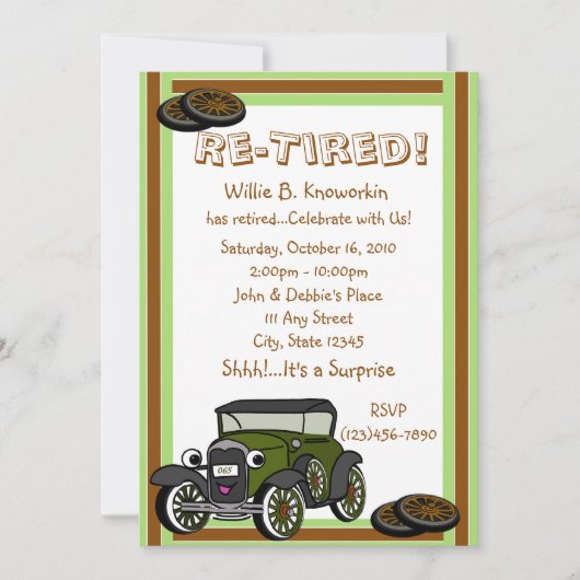 Vermoeide / Pensioen partij Kaart (Voorkant)