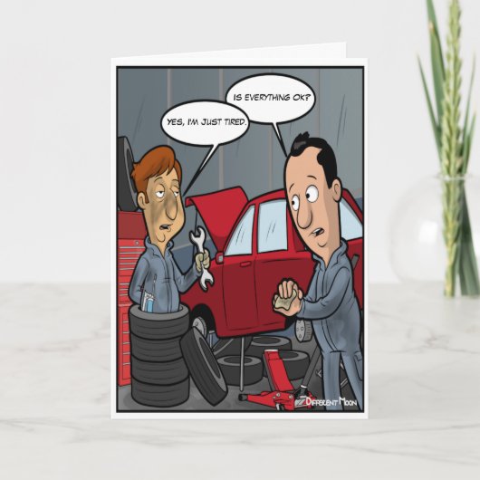 Vermoeide Punny Verjaardag Kaart (Voorkant)